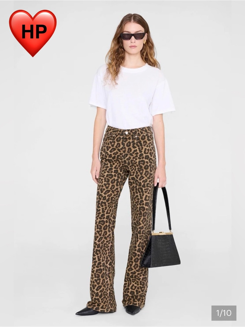 ANINE BING HUGH JEAN Leopard Print High-Rise wide leg  SOLD OUT STYLE BNWT 27
